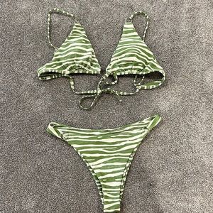 green zebra shein bikini